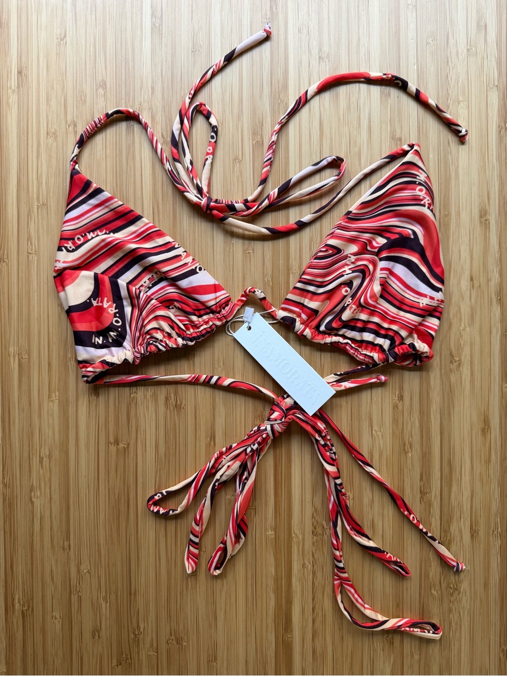 NWT iNAMORATA Las Olas Top in Coral Swirl Bikini Top